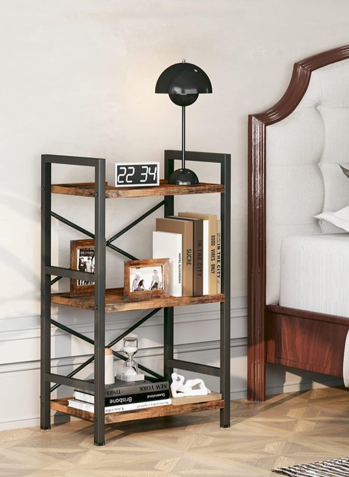 dida-cosmos Bookcase, Rustic Book Shelf Storage Organizer for Living Room, Bedroom, and Home Office Storage Rack (3 Tier)  - Image 2