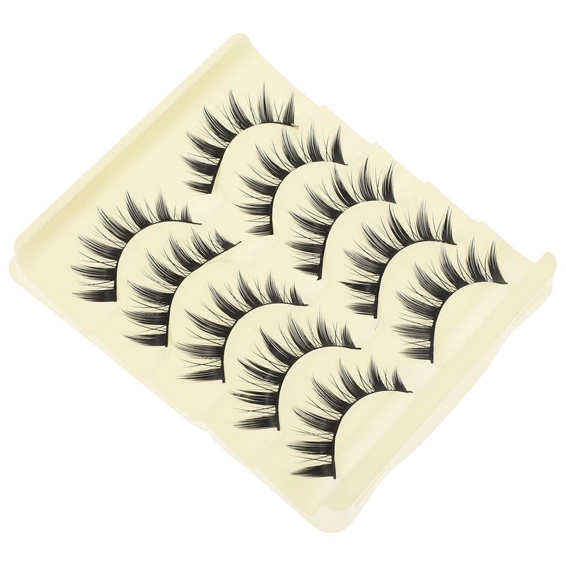 False Eyelashes for Women 5 Pairs Natural Look Long Thick Curly Fake Lashes Makeup Tools Lightweight Faux Eyelashes for Daily Wear - Image 1