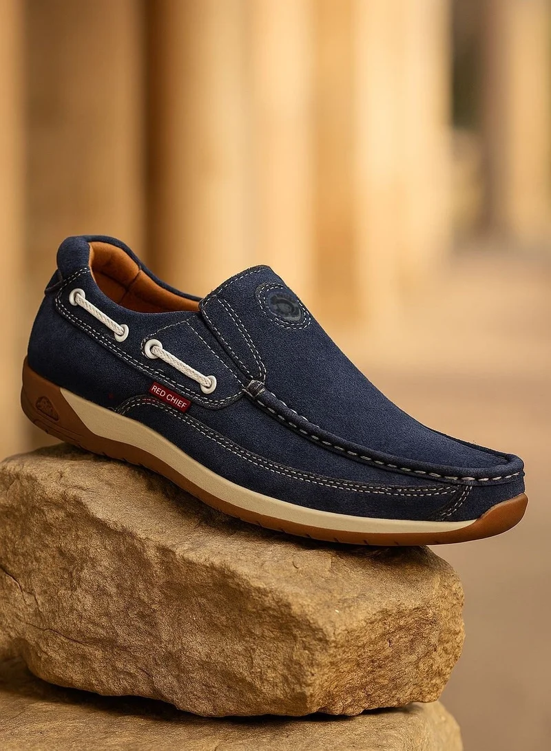 Red Chief Blue Leather Slip On Casual Sneaker Shoe - Rc3504 002