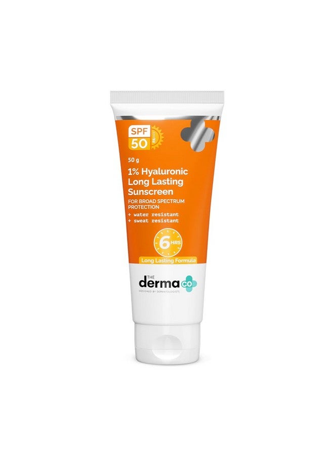 THE derma Co 1% Hyaluronic Long Lasting Sunscreen Spf 50 Pa++++ With Hyaluronic Acid & Vitamin E For Broad Spectrum Protection 50 G All Skin Types |6 Hrs. Sun Protection|Water & Sweat Resistant - Image 1