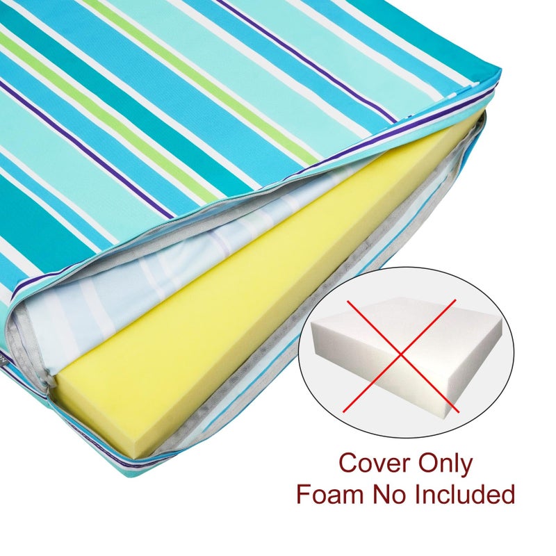NettyPro Outdoor Patio Lounge Chair Cushion Covers Set 2 with Zipper and Tie, Water Repellent UV Resistant, 80 x 26 x 3 Inch, Replacement Cover Only, Stripes Turquoise - Image 2