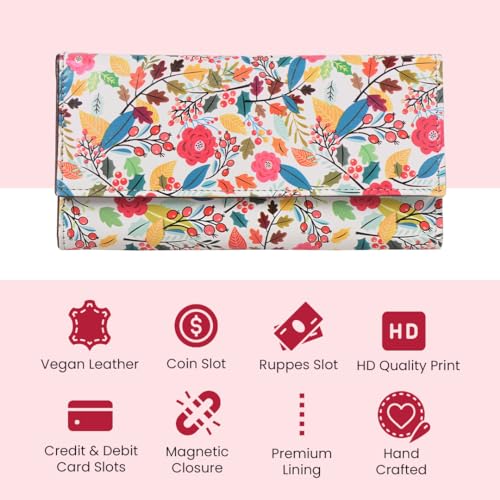ShopMantra Wallet for Women's | Women's Wallet |Clutch |Vegan Leather | Holds Upto 6 Cards | 2 Notes and 1 Coin Compartment | Magnetic Closure | White - Image 2