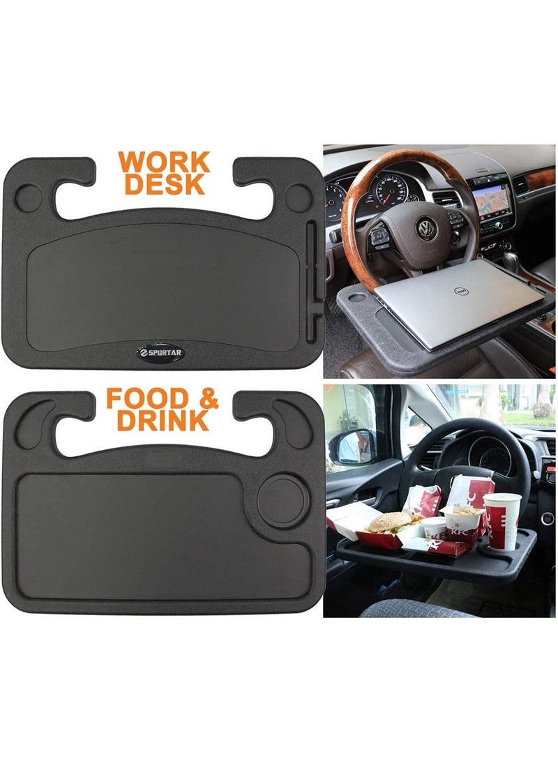 SKT Portable Car Steering Wheel Desk, Car Tray for Food and Laptop,Can Hold Food and Laptops, Tablets, IPads, or Notebooks, Making it Convenient for Dining and Working.  Suitable for Travelers or Frequent Business Travelers and Fits the Steering Wheel of Most Vehicles. - Image 3