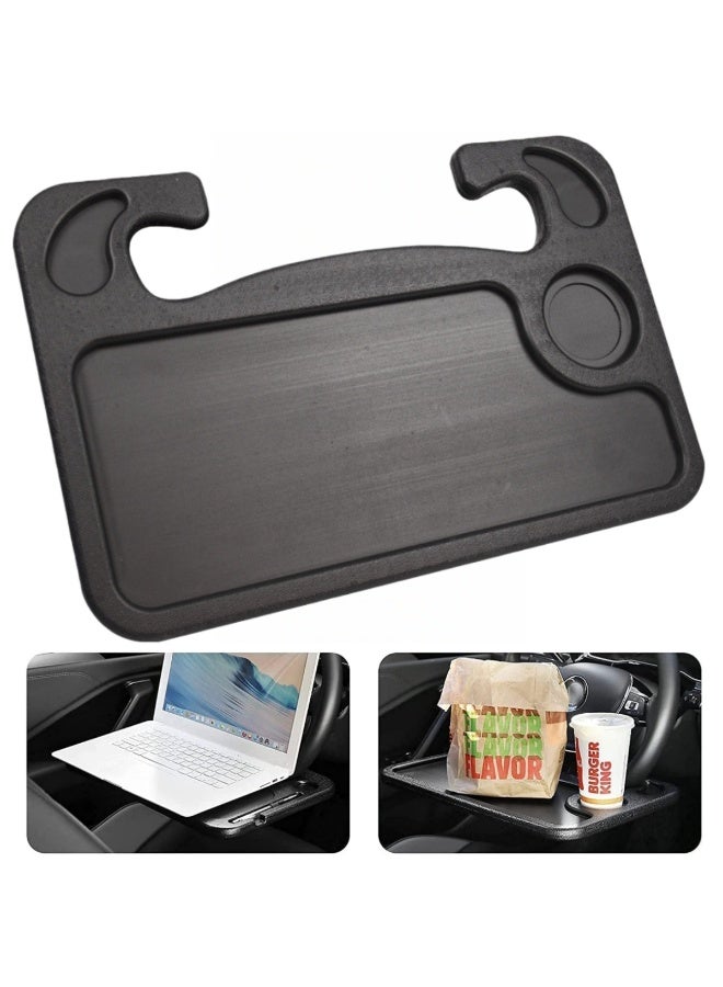 SKT Portable Car Steering Wheel Desk, Car Tray for Food and Laptop,Can Hold Food and Laptops, Tablets, IPads, or Notebooks, Making it Convenient for Dining and Working.  Suitable for Travelers or Frequent Business Travelers and Fits the Steering Wheel of Most Vehicles. - Image 1