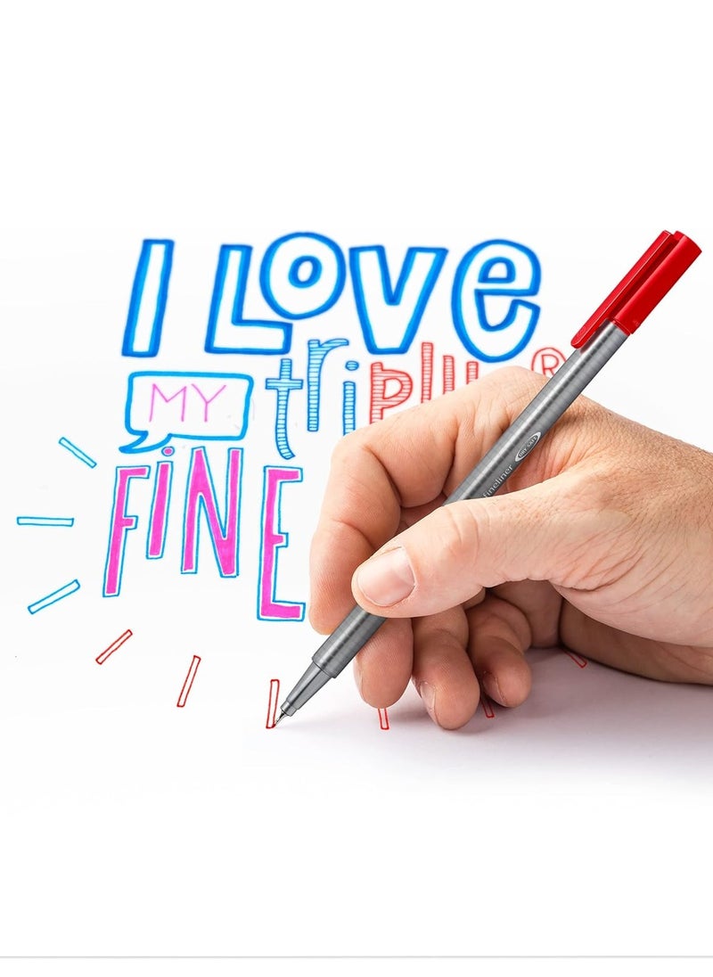 STAEDTLER - 10-Piece Triplus Fineliner Superfine 0.3mm Tip For Sketching And Colouring Multicolour - Image 1
