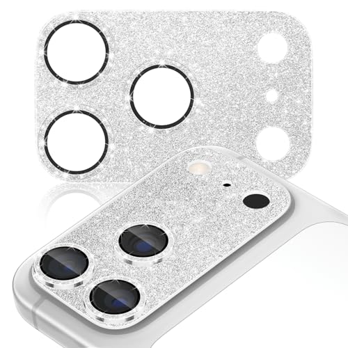 imluckies Compatible with iPhone 17 Pro Max Camera Lens Protector Bling, Ultra HD Tempered Glass Shiny Diamond Camera Plate Sparkle Screen Protection, 9H Anti-Scratch & Easy Install, Glitter Sliver - Image 1