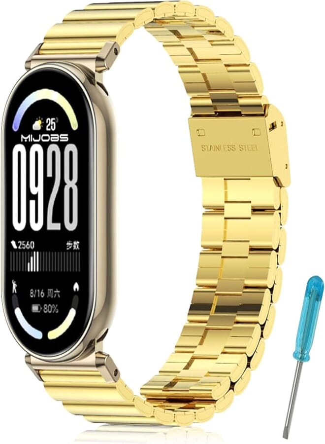 Metal Strap for Xiaomi Band 6 Bracelet Miband 5/4/3 Watch Straps Miband 6 Stainless Steel Replacement Bracelet Compatible with Xiaomi Mi Band 6/5/4/3 Metal Strap
