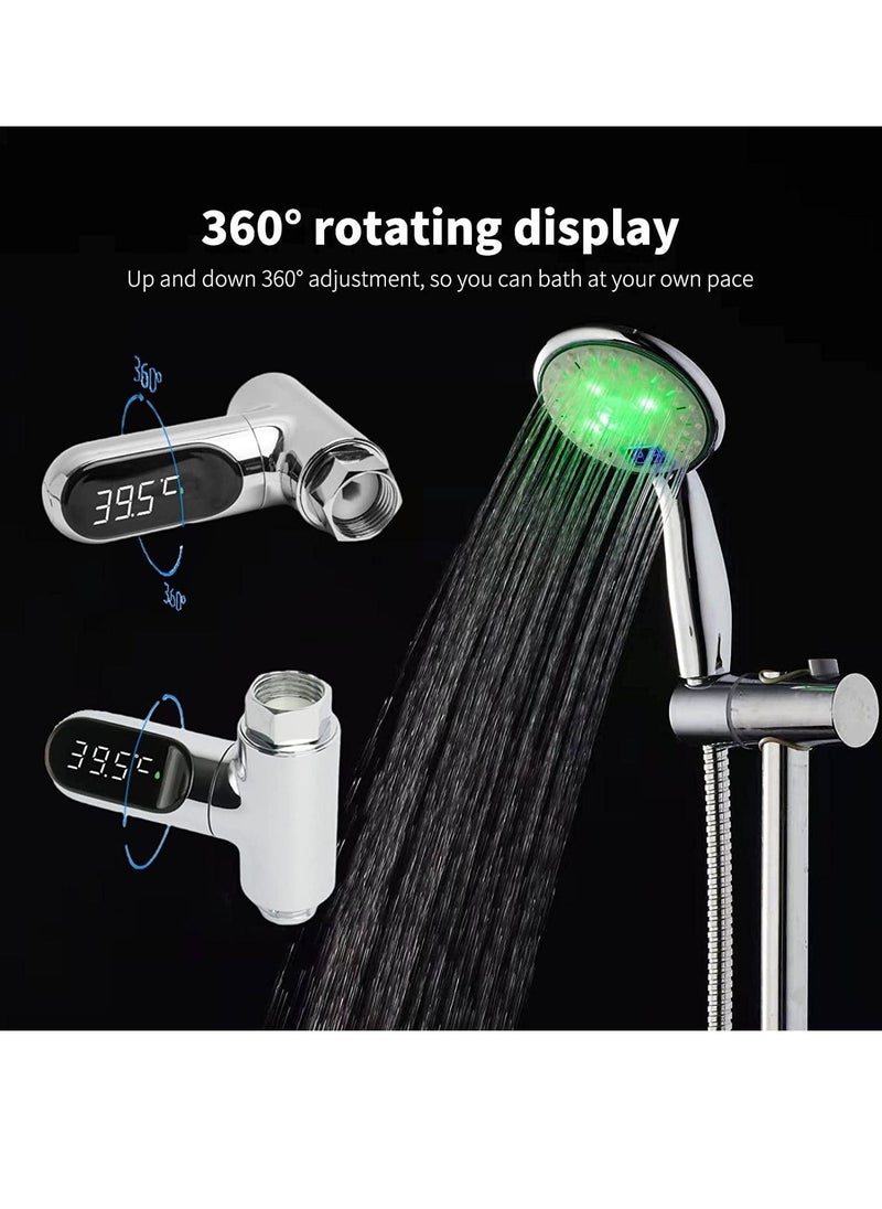 Generic - Shower Thermometer Faucet Shower Kit LED Display Instant Read Supports Celsius and Fahrenheit Suitable 360°Rotating Screen for Baby Self-Shower Kids Kitchen Faucet - Image 1