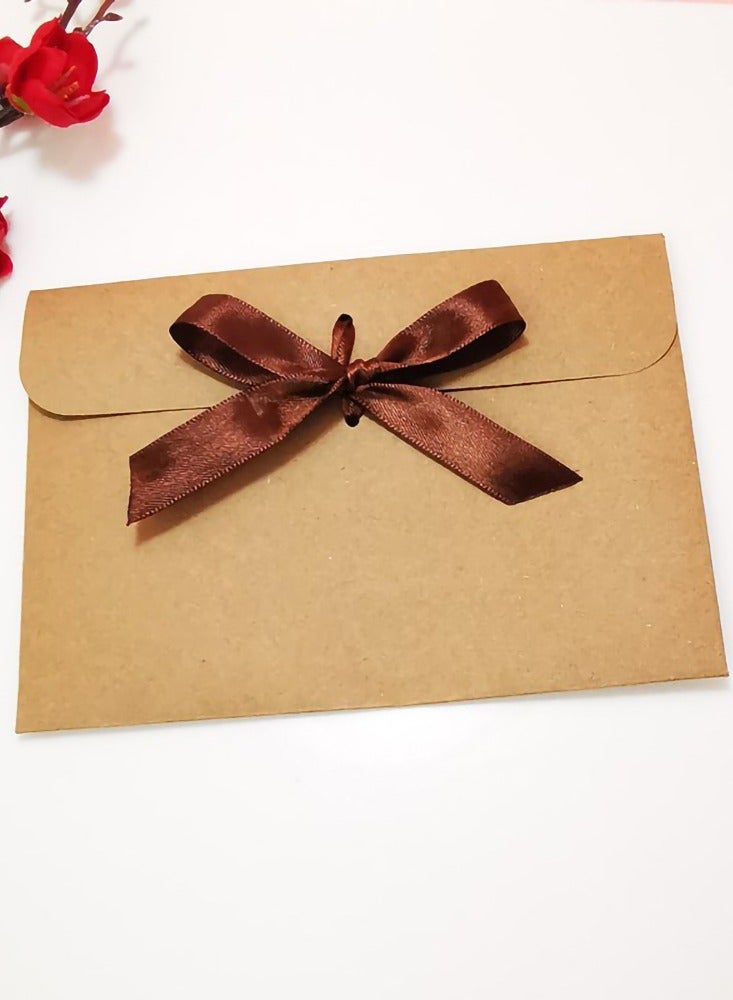 Zikra 50 Pack of Envelopes with Ribbon Kraft Paper Envelope Bags for Invitations, Wedding Parties, Thanksgiving Vintage Envelopes - Image 2