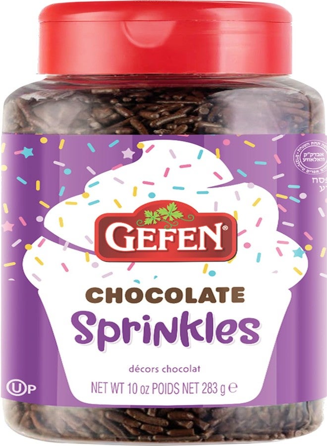 Gefen Chocolate Sprinkles, 10 oz | Chocolate Jimmies | Decorating Sprinkles for Baking | Sprinkles for Ice Cream | Resealable Shaker Top | Corn Free | Dairy Free | Kosher (including Passover) - Image 1