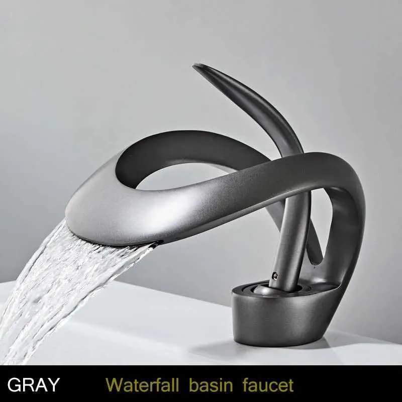 MAPPLE CREATION Elegant Bathroom Sink Faucet Single Hole Waterfall Vanity Sink Faucet Solid Brass Single Handle Basin Tap Hot and Cold Basin Faucet Basin Faucet Mixer Tap Waterfall Water Faucet - Image 5