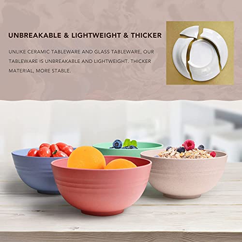 INVOSS Set of 4 Serving and Mixing Bowls with Lids, 800 ml Bamboo Fibers & Wheat Husk, Microwave Safe Bowl, Ideal for Snacks, Soap, Salad, and Noodles, Cereal Bowls - Multicolors - Image 4