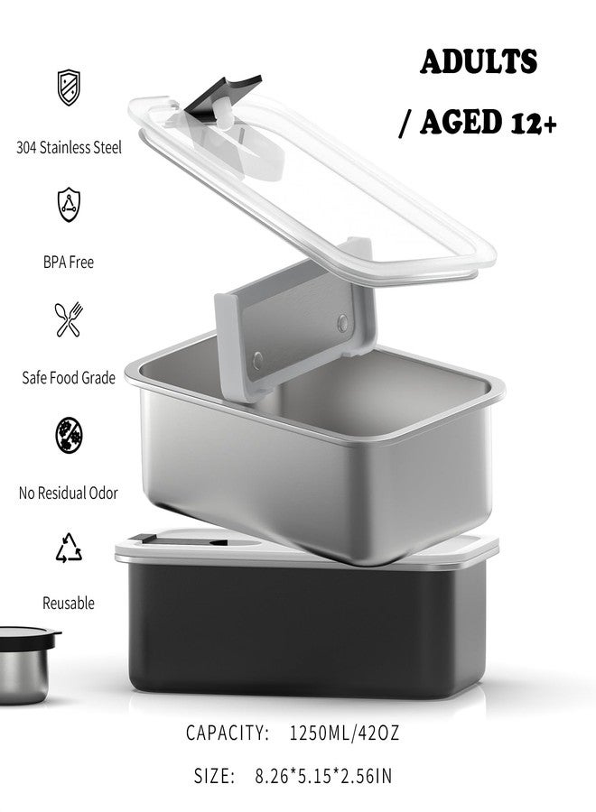 Bakpoco Stainless Steel Bento Lunch Box for Adult, 42oz Leak-Proof Lunch Box Containers, Microwave-Safe, with Adjustable Divider, Convenient Metal Lunchbox for Work, Travel - Image 2