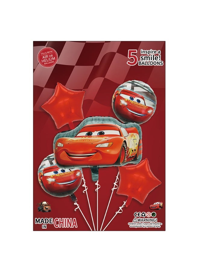 CAR 5-piece set of cartoon McQueen car aluminum film balloon decoration set