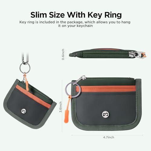 Babysun Mini Rfid Card Holder Slim Wallet with Change Zipper Pocket/3 Crad Slots/Key Ring, Small Wallet Thin Credit Card Wallet for Women & Men Olive Green - Image 5