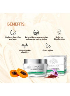 MITVANA Anti Blemish Cream With Papaya Saffron & Manjistha| Removes Acne Marks, Pigmentation & Under Eye Dark Circle 50 G  - Image 2