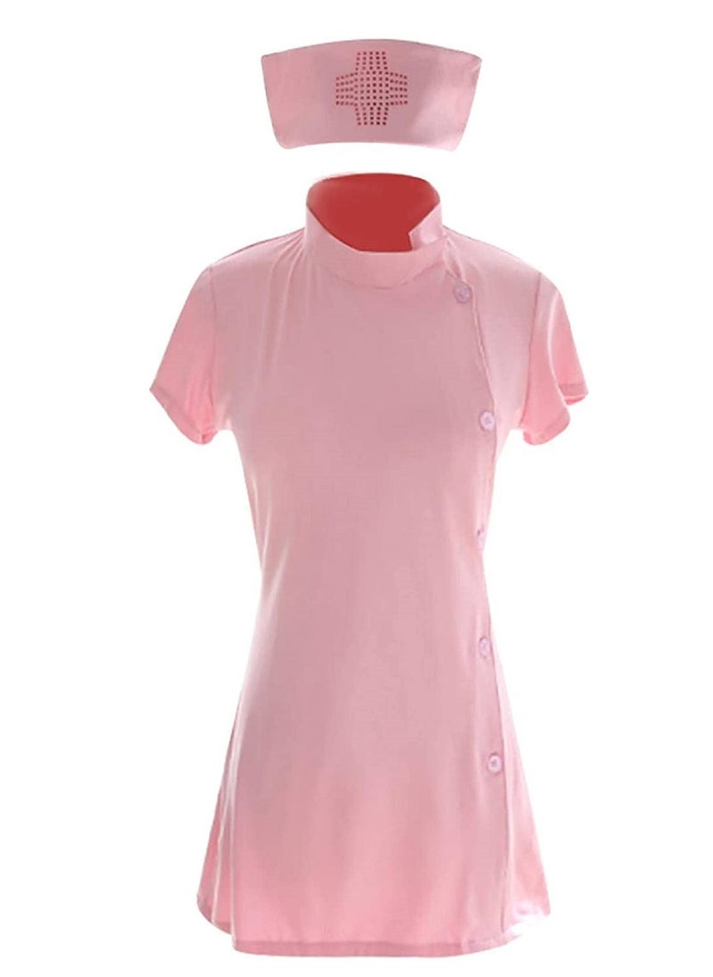 Generic - Women White Short Sleeve Professional Medical Lab Coat Nurse With Cap . - Image 1