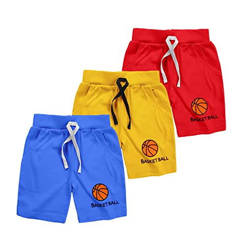 KYDA KIDS®Boys Premium 100% Cotton Summer Shorts | Regular Fit Soft Breathable Casual Kids Shorts with Side Pocket Multicolor Set Combo-(Pack of 3) - Image 1