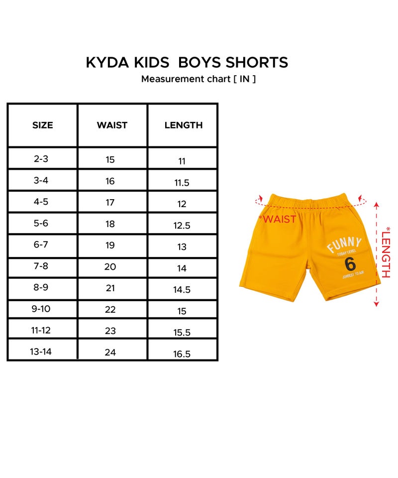 KYDA KIDS®Boys Premium 100% Cotton Summer Shorts | Regular Fit Soft Breathable Casual Kids Shorts with Side Pocket Multicolor Set Combo-(Pack of 3) - Image 4