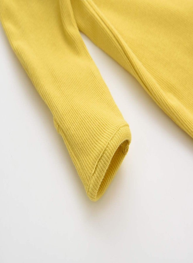 ACESTAR Newborn Baby Footed Pajamas with Mitten Cuffs - Cotton Unisex Snap-Up Baby Sleepers for Sleep and Play Footies Pjs (0-3 Months, Yellow) - Image 5