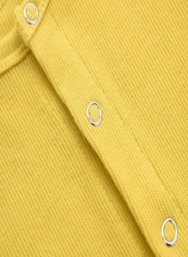 ACESTAR Newborn Baby Footed Pajamas with Mitten Cuffs - Cotton Unisex Snap-Up Baby Sleepers for Sleep and Play Footies Pjs (0-3 Months, Yellow) - Image 4