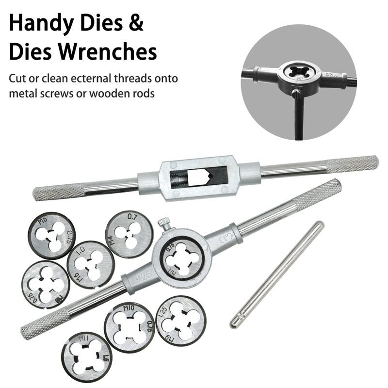 GMTOOLS 60PCS Tap and Die Set, Metric Standard Size M3 to M12, Threading Tool Set with Complete Accessories and Storage Case, Tap Die Kit for Threading and Rethreading Internal and External Threads - Image 5