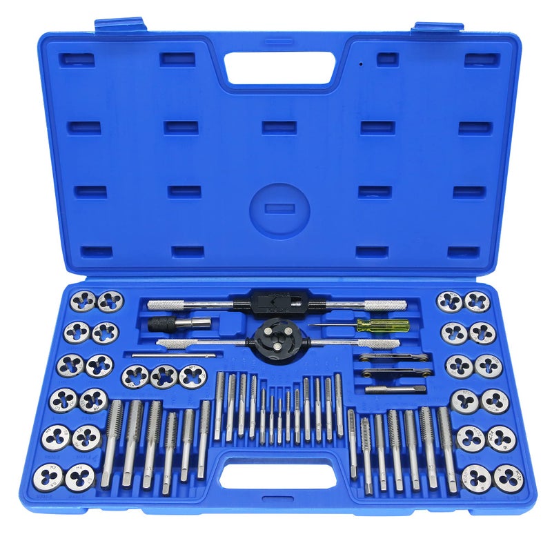 GMTOOLS 60PCS Tap and Die Set, Metric Standard Size M3 to M12, Threading Tool Set with Complete Accessories and Storage Case, Tap Die Kit for Threading and Rethreading Internal and External Threads - Image 1