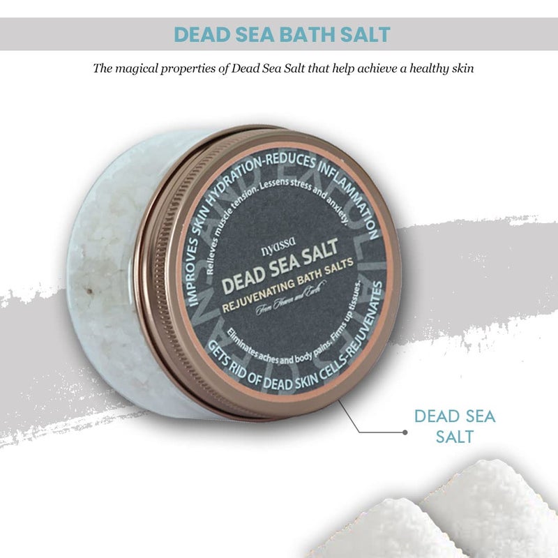 Nyassa Dead Sea Bath Salt 220gm Sea salt Epsom salt Muscle Relaxation Calming Body Spa for men women Natural Ingredients Made in India 100 Vegan and Paraben Free 220gm - Image 3