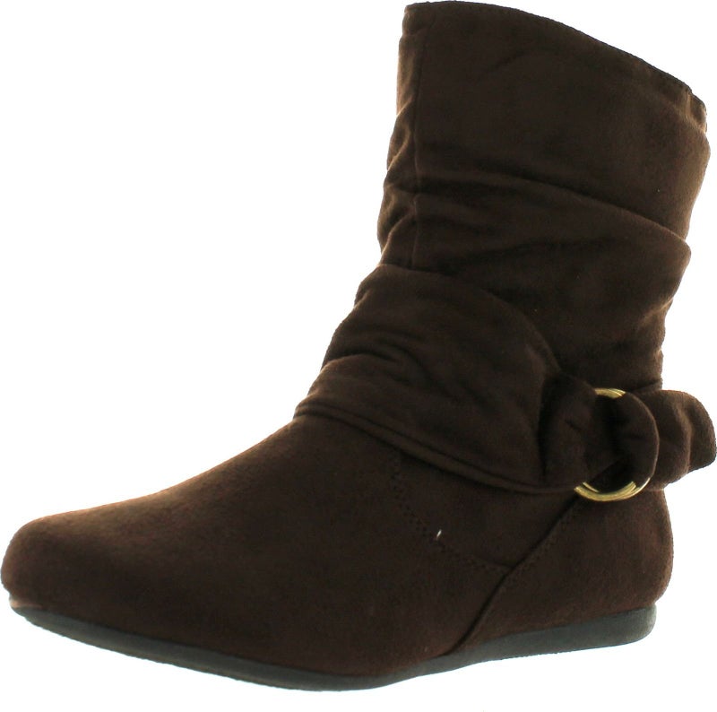 Beston Forever Link Selena-58 Women's Fashion Mid Calf Flat Heel Side Zipper Slouch Boots Brown 8 - Image 1