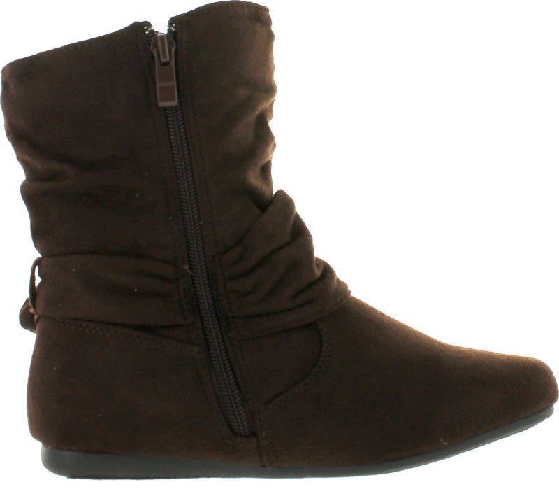 Beston Forever Link Selena-58 Women's Fashion Mid Calf Flat Heel Side Zipper Slouch Boots Brown 8 - Image 2