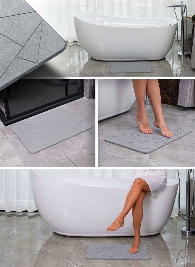 Chase Up Bath Stone Mats 15.35x23.62inch Diatomaceous Earth Bath Mat Fast Water Drying Super Absorbent Diatomite Mat with Non-Slip for Bathroom,Kitchen Absorbent Pad,Both Sides Available,Geometry,Hard. - Image 2