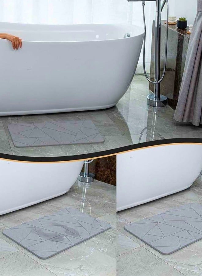 Chase Up Bath Stone Mats 15.35x23.62inch Diatomaceous Earth Bath Mat Fast Water Drying Super Absorbent Diatomite Mat with Non-Slip for Bathroom,Kitchen Absorbent Pad,Both Sides Available,Geometry,Hard. - Image 3
