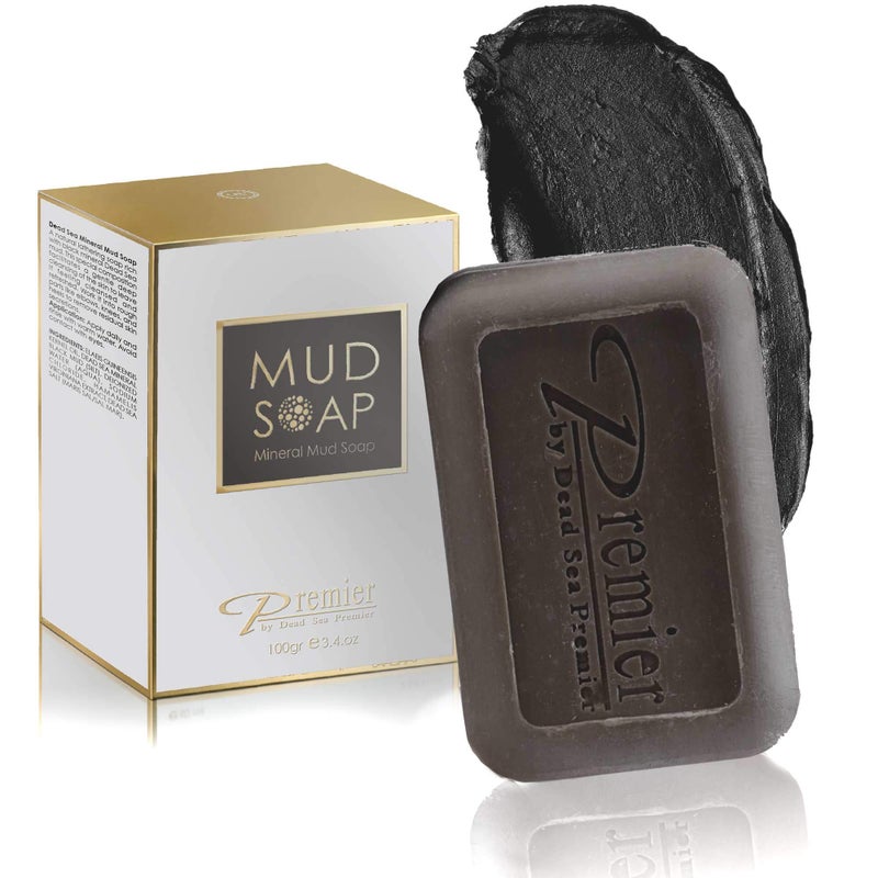 Premier Dead Sea Mineral MUD bar Natural body wash, face wash, hand soap, for all Skin Types. Therapeutic and Antibacterial, helps with Acne, Rosacea, Eczema and Psoriasis, 3.4 Oz - Image 1