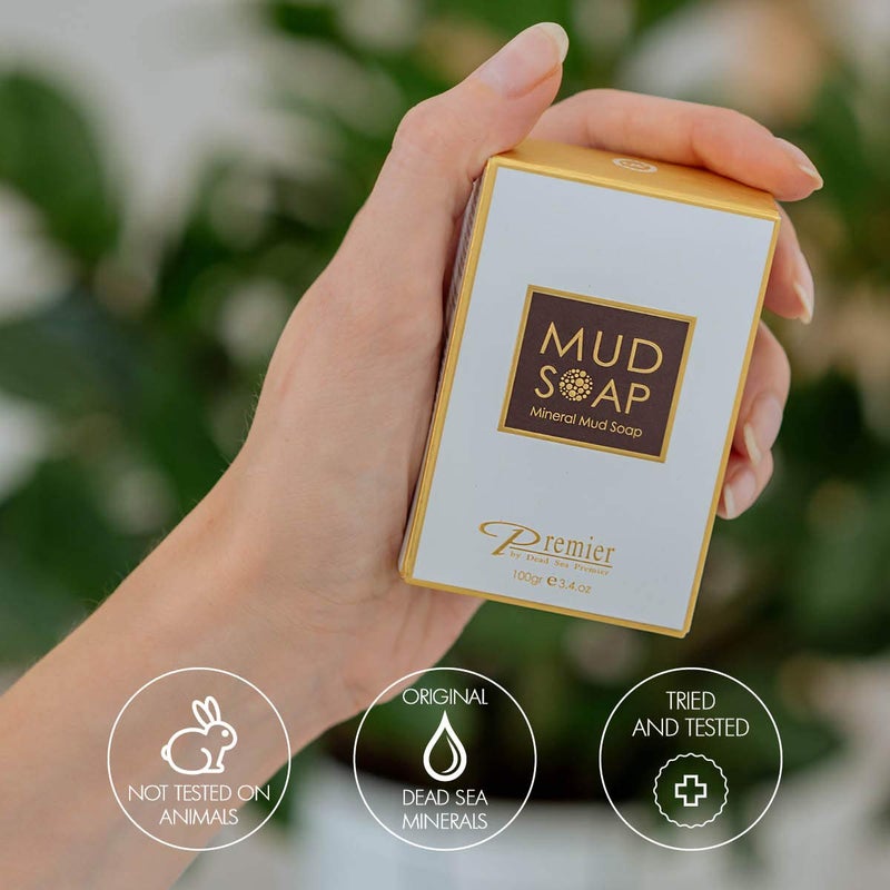Premier Dead Sea Mineral MUD bar Natural body wash, face wash, hand soap, for all Skin Types. Therapeutic and Antibacterial, helps with Acne, Rosacea, Eczema and Psoriasis, 3.4 Oz - Image 3