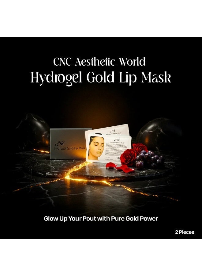 CNC COSMETIC Hydrogel Gold Lip Mask – 2 Pieces | Collagen + Adenosine + Plant Extracts | Moisturizing Lip Mask for Dry, Rough Lips | Dermatologically Tested | Made in Germany - Image 2