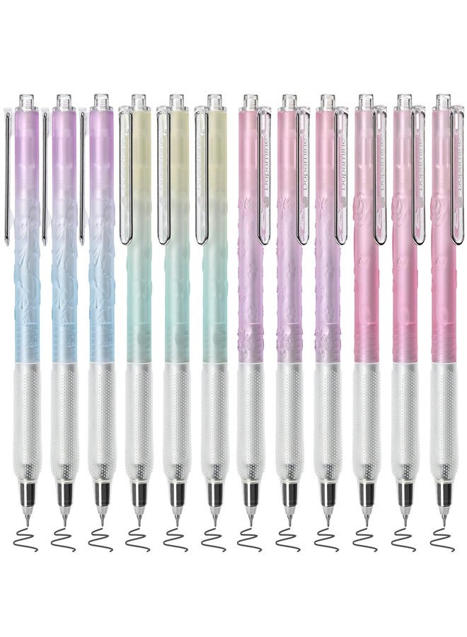 BAYTORY 12 Pcs Retractable Gel Pens, Black Ink 0.5 mm Fine Point Pens, Quick Dry Smooth Writing Aesthetic Journaling Pen for School Office Supplies (Pastel) - Image 1