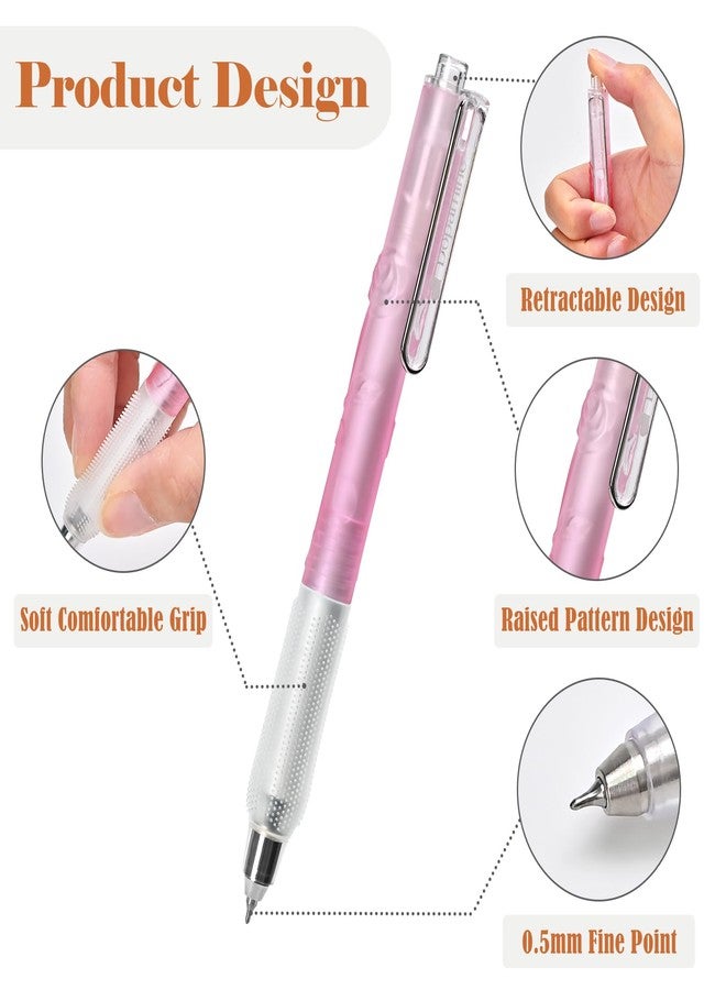 BAYTORY 12 Pcs Retractable Gel Pens, Black Ink 0.5 mm Fine Point Pens, Quick Dry Smooth Writing Aesthetic Journaling Pen for School Office Supplies (Pastel) - Image 3