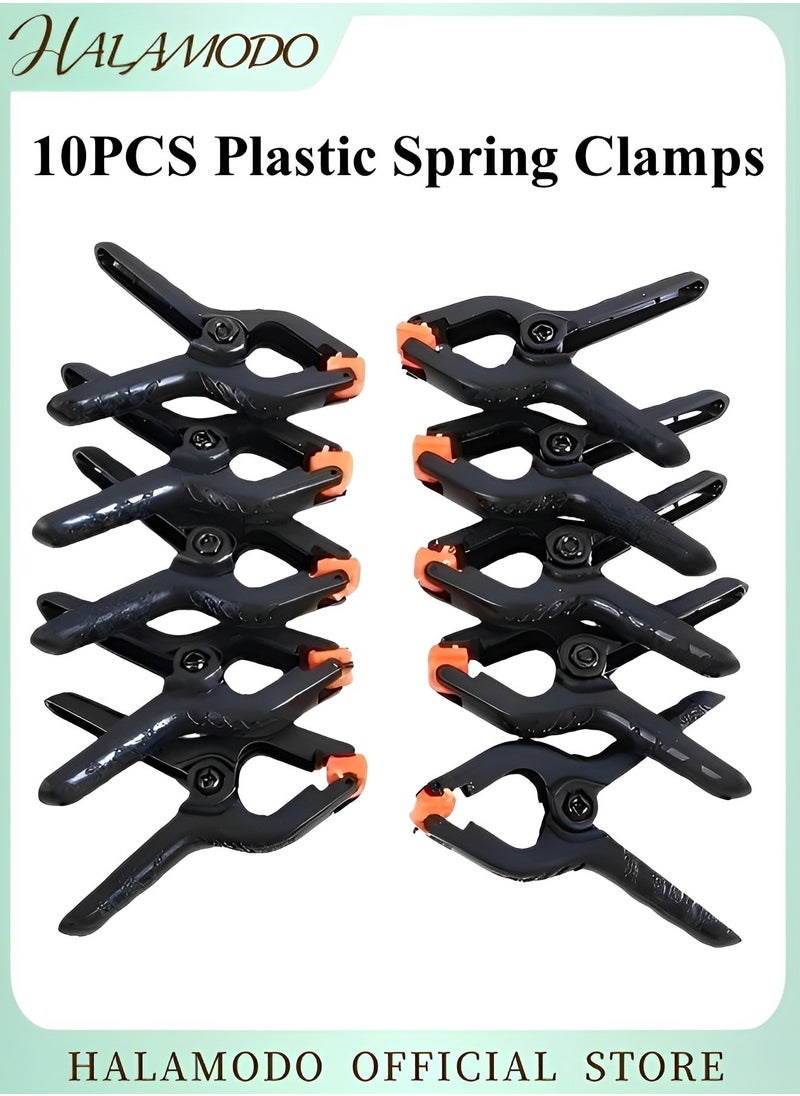 HALAMODO - 10pcs Plastic Spring Clamps 4 inch Professional Small Heavy Duty Clips for Crafts, Backdrop Stand, Woodworking, Photography Studios - Image 1
