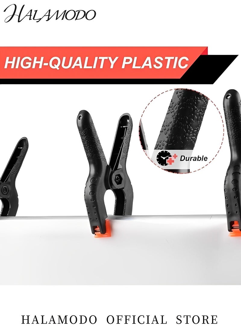 HALAMODO - 10pcs Plastic Spring Clamps 4 inch Professional Small Heavy Duty Clips for Crafts, Backdrop Stand, Woodworking, Photography Studios - Image 1