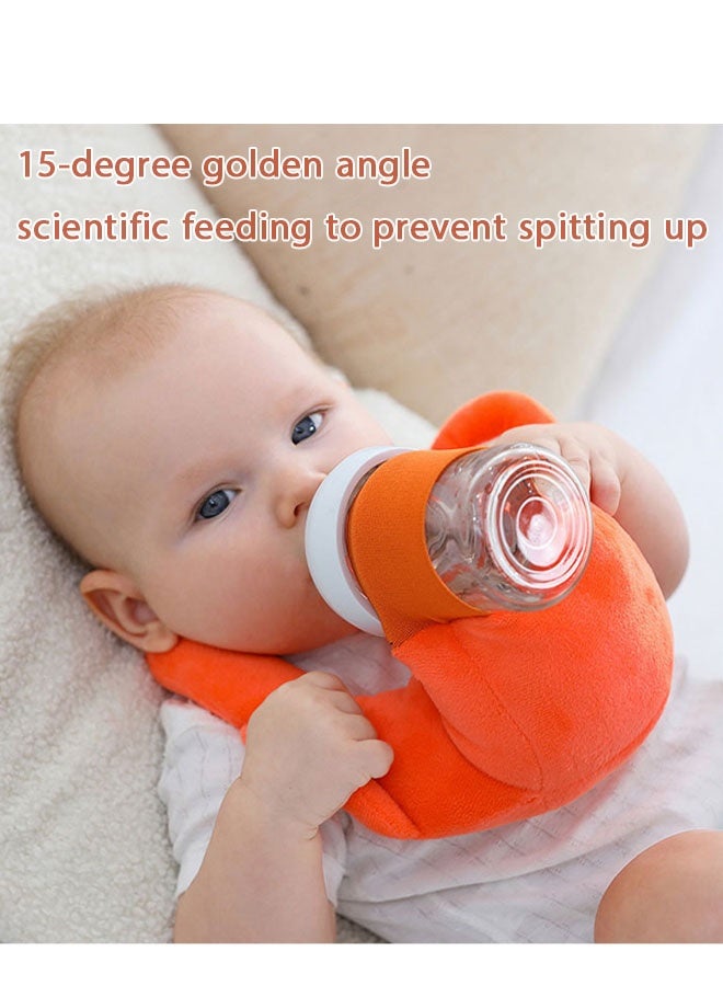 وسادة رضاعة للأطفال، حامل زجاجات للأطفال مع أزرار ومقابض، حامل زجاجات للأطفال، وسادة تغذية ذاتية للأطفال، أساسية للأطفال حديثي الولادة، لون وردي - Image 3