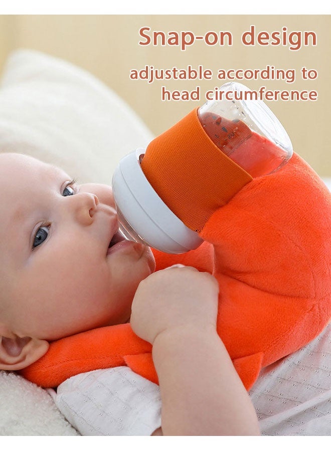 وسادة رضاعة للأطفال، حامل زجاجات للأطفال مع أزرار ومقابض، حامل زجاجات للأطفال، وسادة تغذية ذاتية للأطفال، أساسية للأطفال حديثي الولادة، لون وردي - Image 4