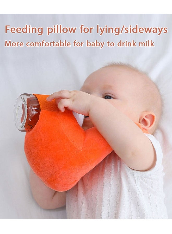 وسادة رضاعة للأطفال، حامل زجاجات للأطفال مع أزرار ومقابض، حامل زجاجات للأطفال، وسادة تغذية ذاتية للأطفال، أساسية للأطفال حديثي الولادة، لون وردي - Image 5