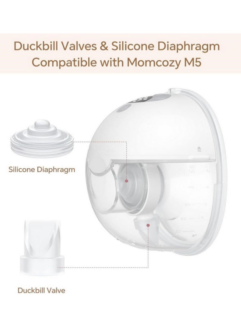 6pcs/set Duckbill Valves and Silicone Diaphragm for Momcozy M5 Wearable Breast Pump - Food Grade, BPA-Free, Easy to Clean Replacement Parts - Image 3
