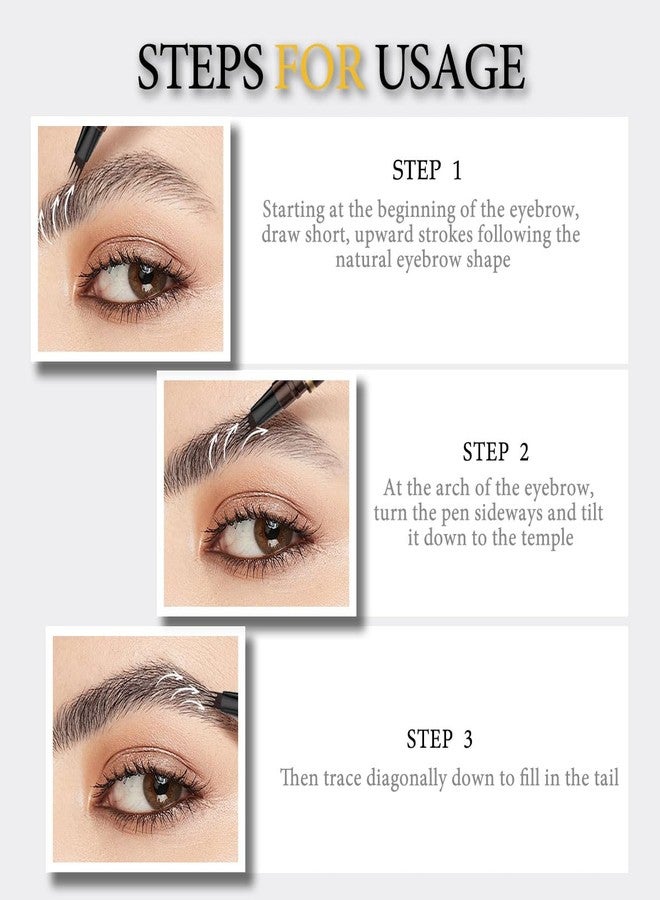 Tiejdhr 4 Tip Precise Eyebrow Pencil, Long-Lasting Waterproof Microblading Eyebrow Pens, Four-Stroke Eyebrow Pen, 0.1mm Soft Nib, Smooth Liquid Flow Eye Brow Makeup Pen For Women (05# Dark Brown) - Image 5