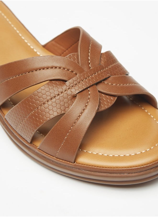 Flora Bella By Shoexpress - Women Textured Slip-On Cross Strap Sandals - Image 1