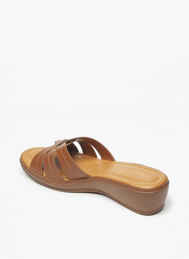 Flora Bella By Shoexpress - Women Textured Slip-On Cross Strap Sandals - Image 1