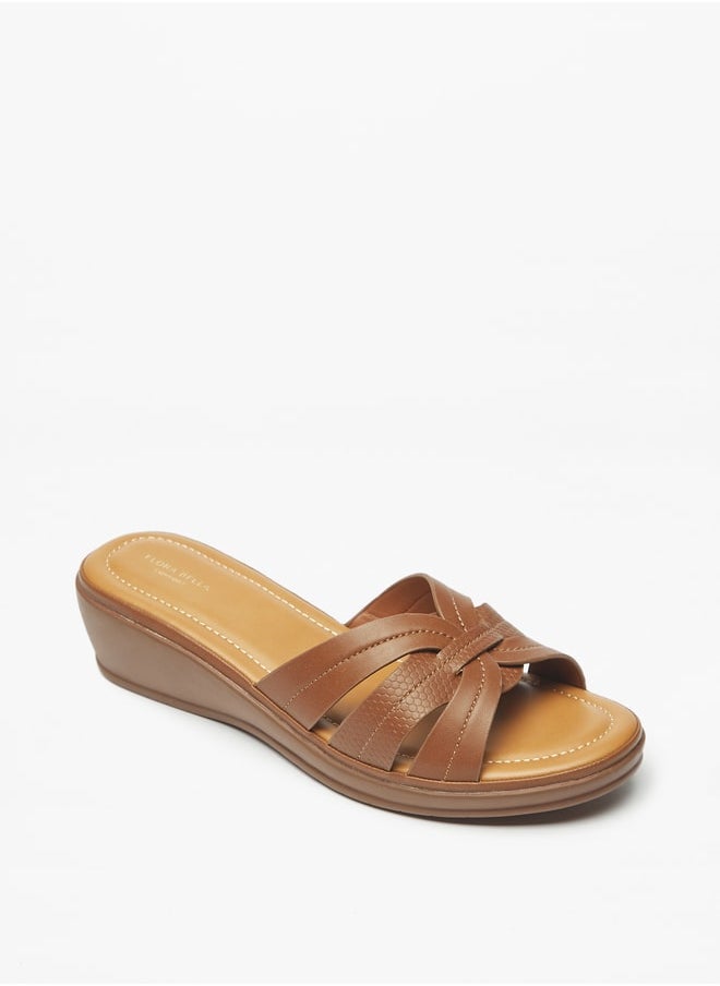 Flora Bella By Shoexpress - Women Textured Slip-On Cross Strap Sandals - Image 1