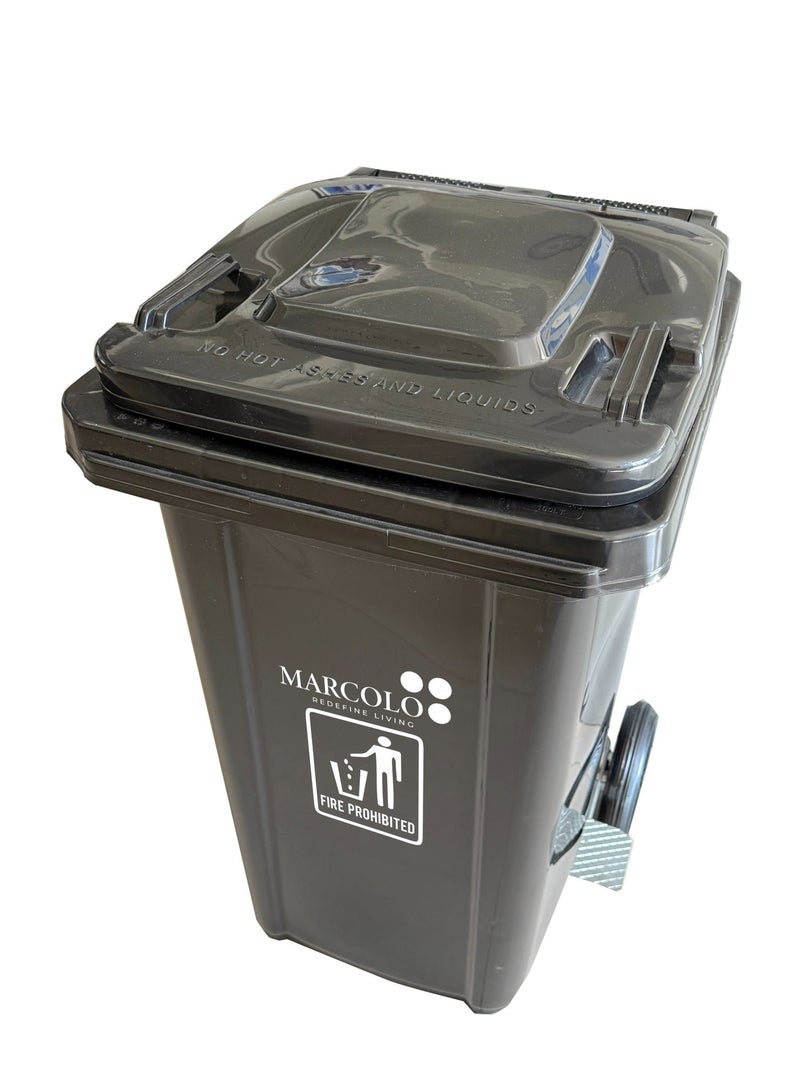 Marcolo Pedal Wheelie Waste Bin 120L Black – Durable Outdoor Dust Bin with Wheels for Home, Garden, Office - Image 5