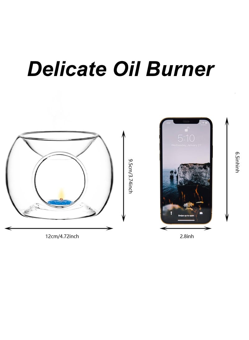 سيوسي مُدفأة زيوت عطرية للزيوت الأساسية، حامل شموع شفاف لإضفاء جو مميز، مثالية لتزيين المنزل وغرفة النوم - Image 3