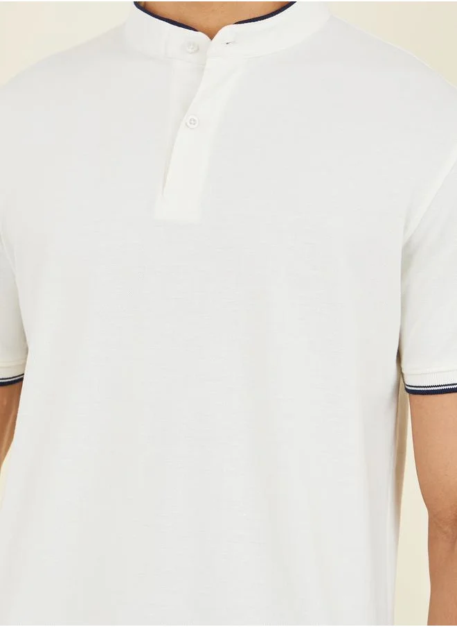 Styli Stand Up Tipping Collar Pique Polo
